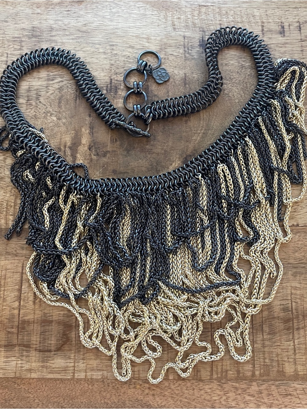 Kendra Scott statement necklace in gold and black/slate grey